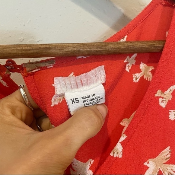 UO Cooperative Coral Bird Print Tunic Dress - Picture 7 of 9